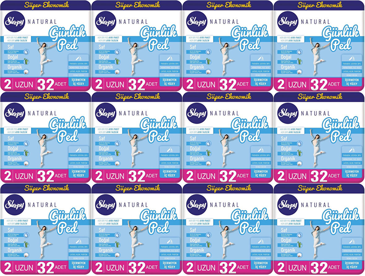 Sleepy Natural Günlük Ped Uzun 384 Adet Süper Ekonomik Pk (12PK*32)