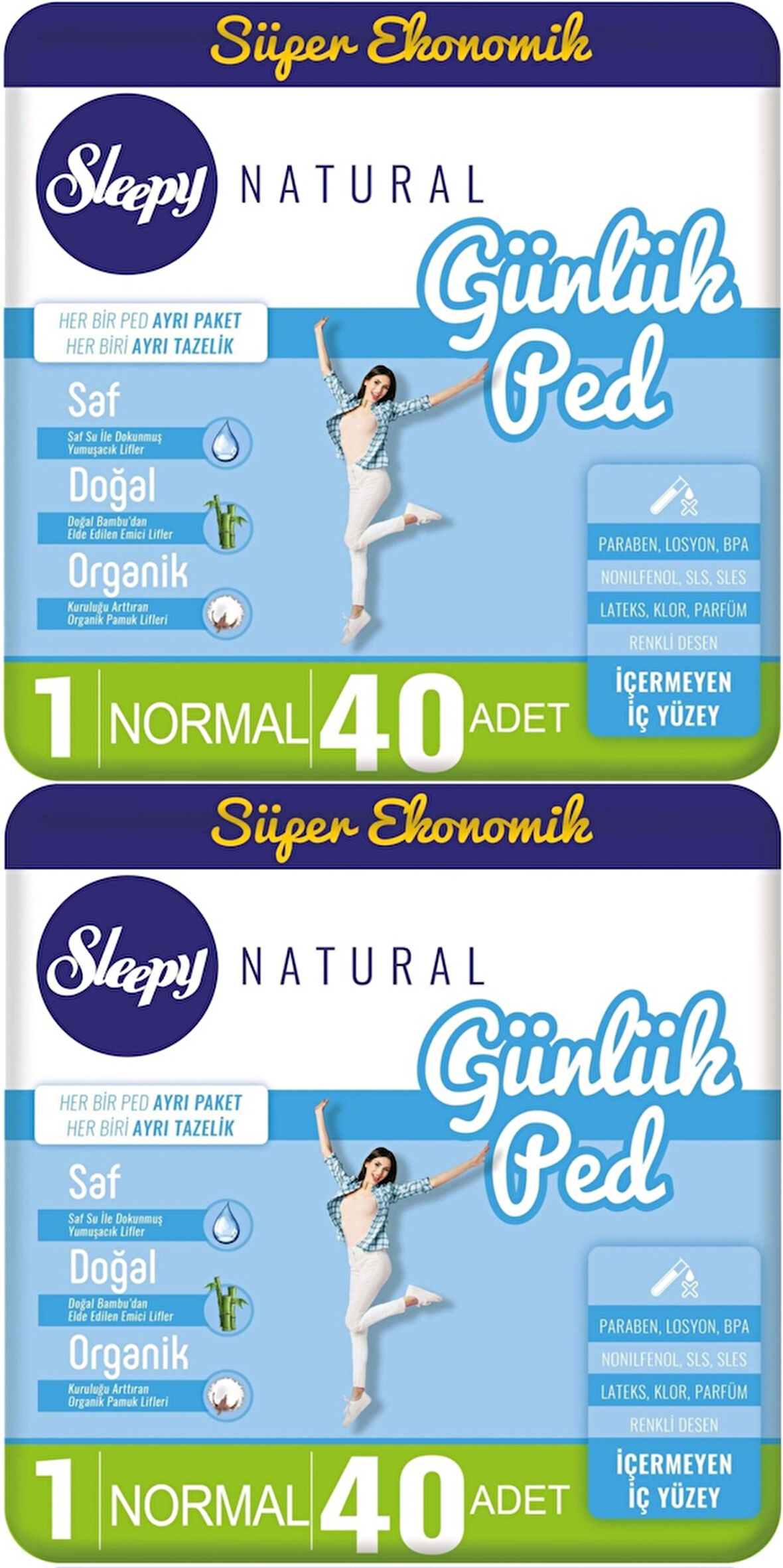 Sleepy Natural Günlük Ped Normal 80 Adet Süper Ekonomik Pk (2PK*40)