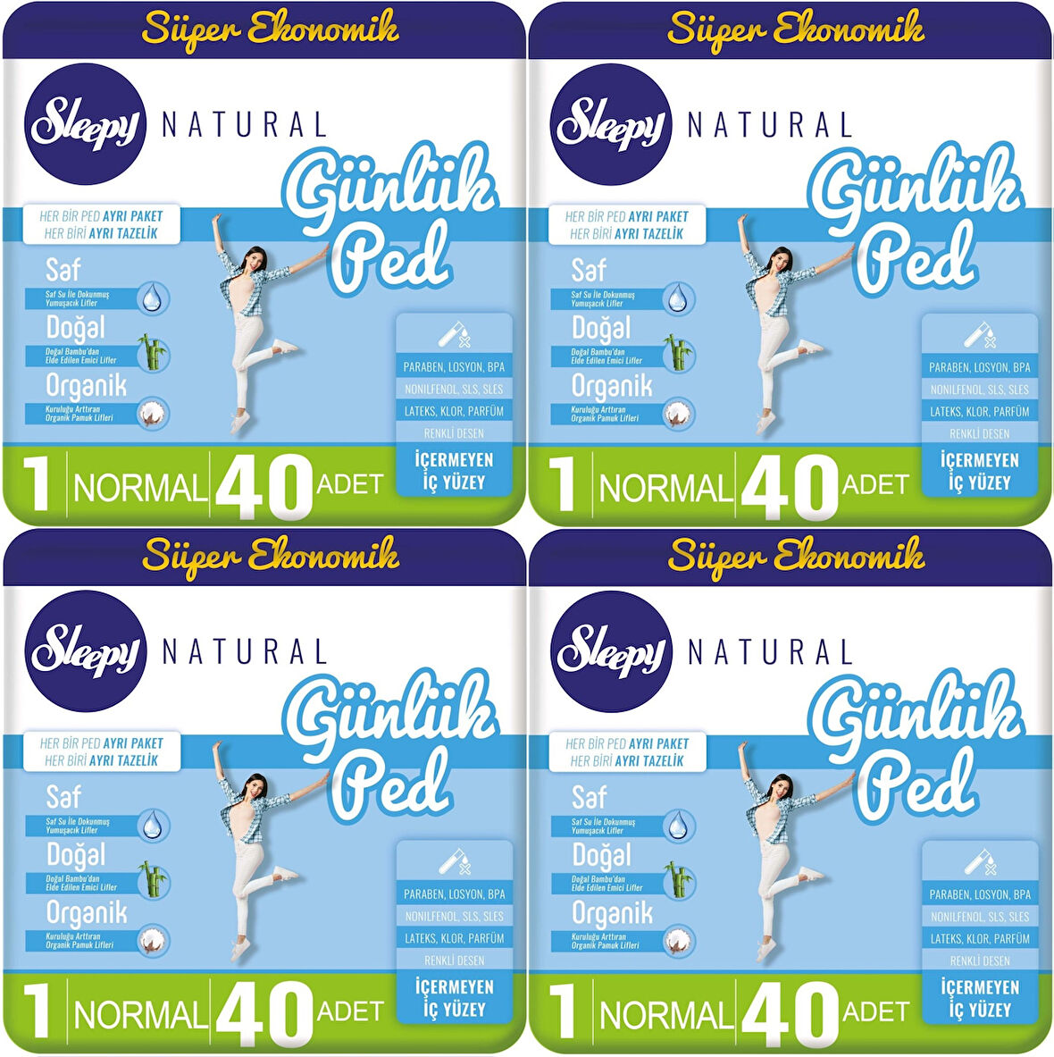 Sleepy Natural Günlük Ped Normal 160 Adet Süper Ekonomik Pk (4PK*40)