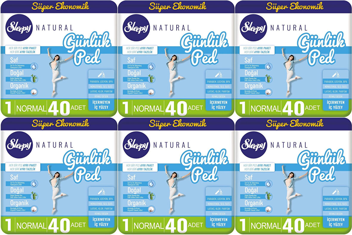 Sleepy Natural Günlük Ped Normal 240 Adet Süper Ekonomik Pk (6PK*40)