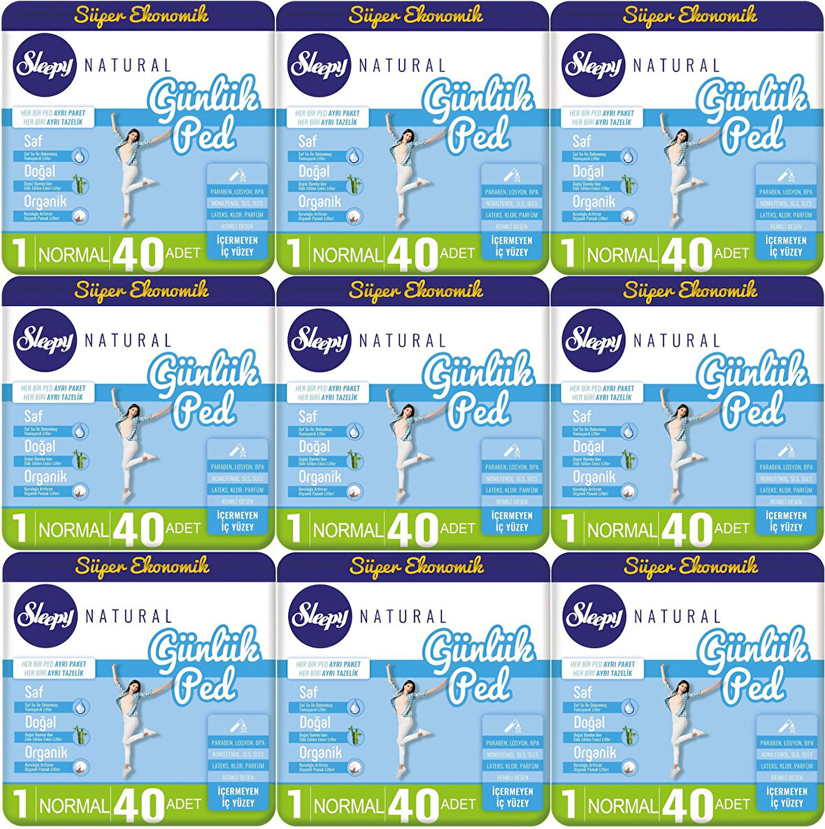 Sleepy Natural Günlük Ped Normal 360 Adet Süper Ekonomik Pk (9PK*40)