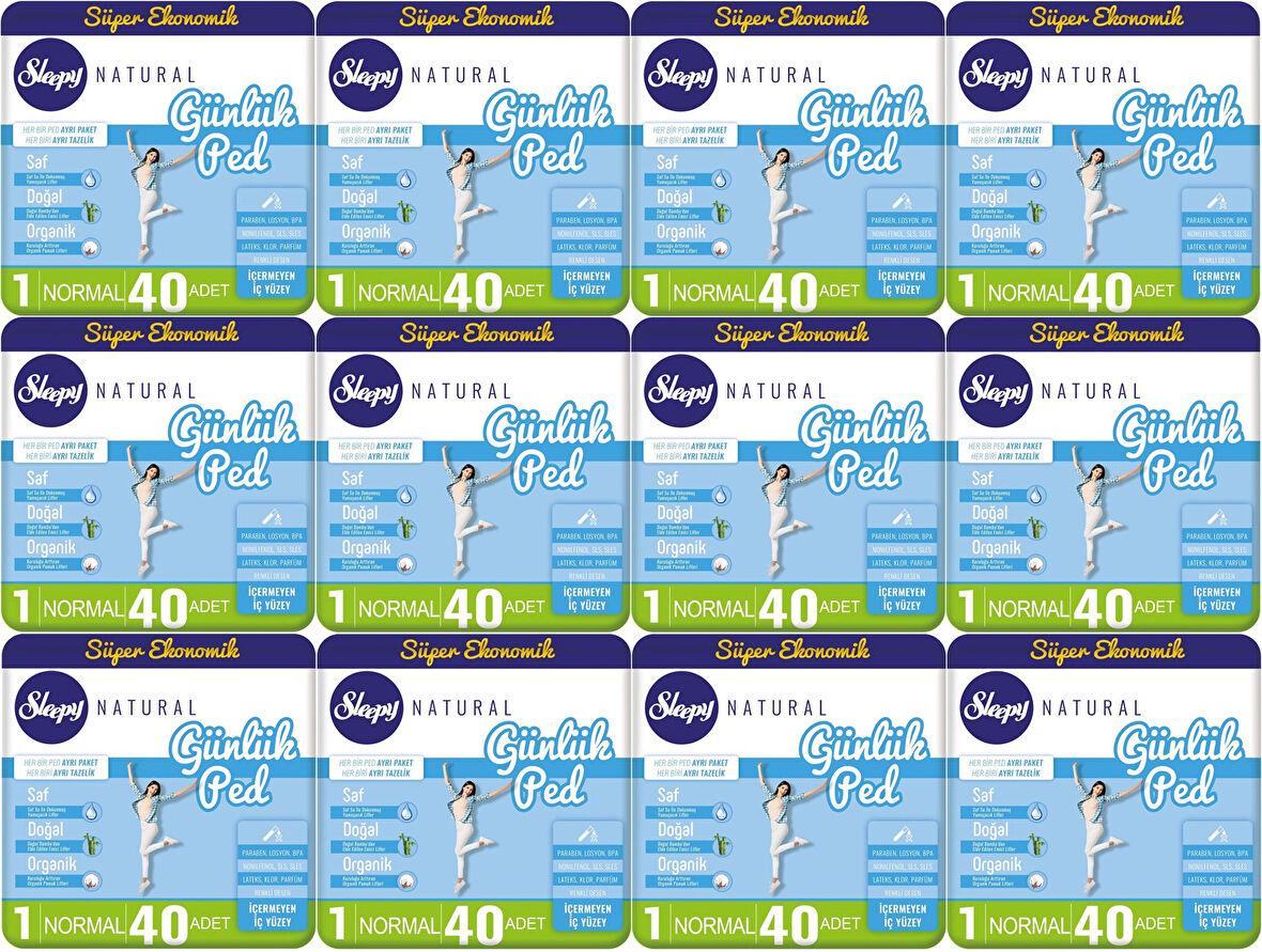 Sleepy Natural Günlük Ped Normal 480 Adet Süper Ekonomik Pk (12PK*40)