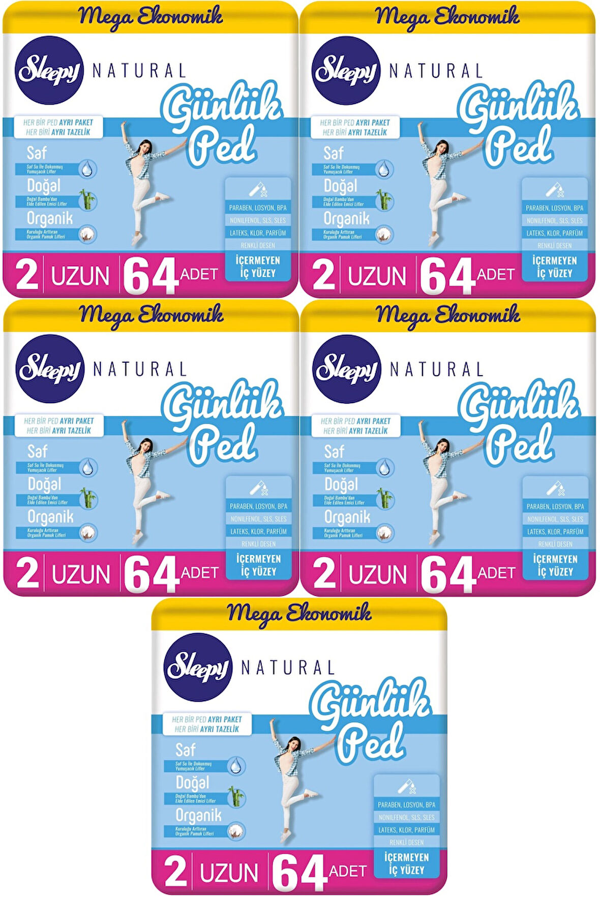 Sleepy Natural Günlük Ped Uzun 320 Adet Mega Pk (5PK*64)