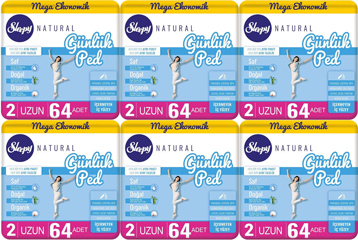 Sleepy Natural Günlük Ped Uzun 384 Adet Mega Pk (6PK*64)