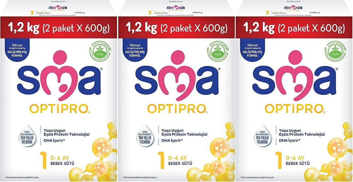 Sma Optipro 1200GR No:1 Bebek Sütü (0-6 Ay) Kutu (3 Lü Set)