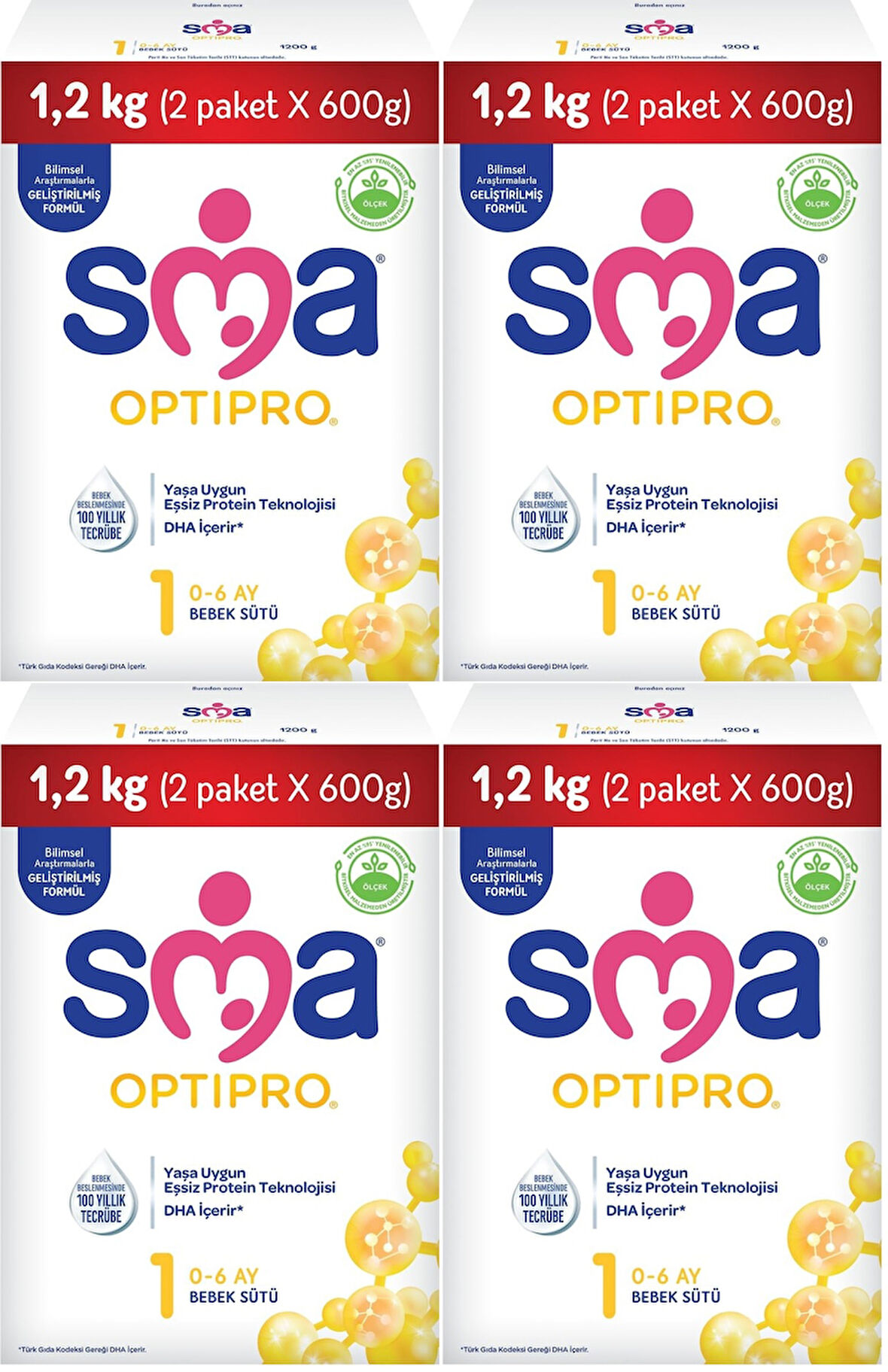 Sma Optipro 1200GR No:1 Bebek Sütü (0-6 Ay) Kutu (4 Lü Set)