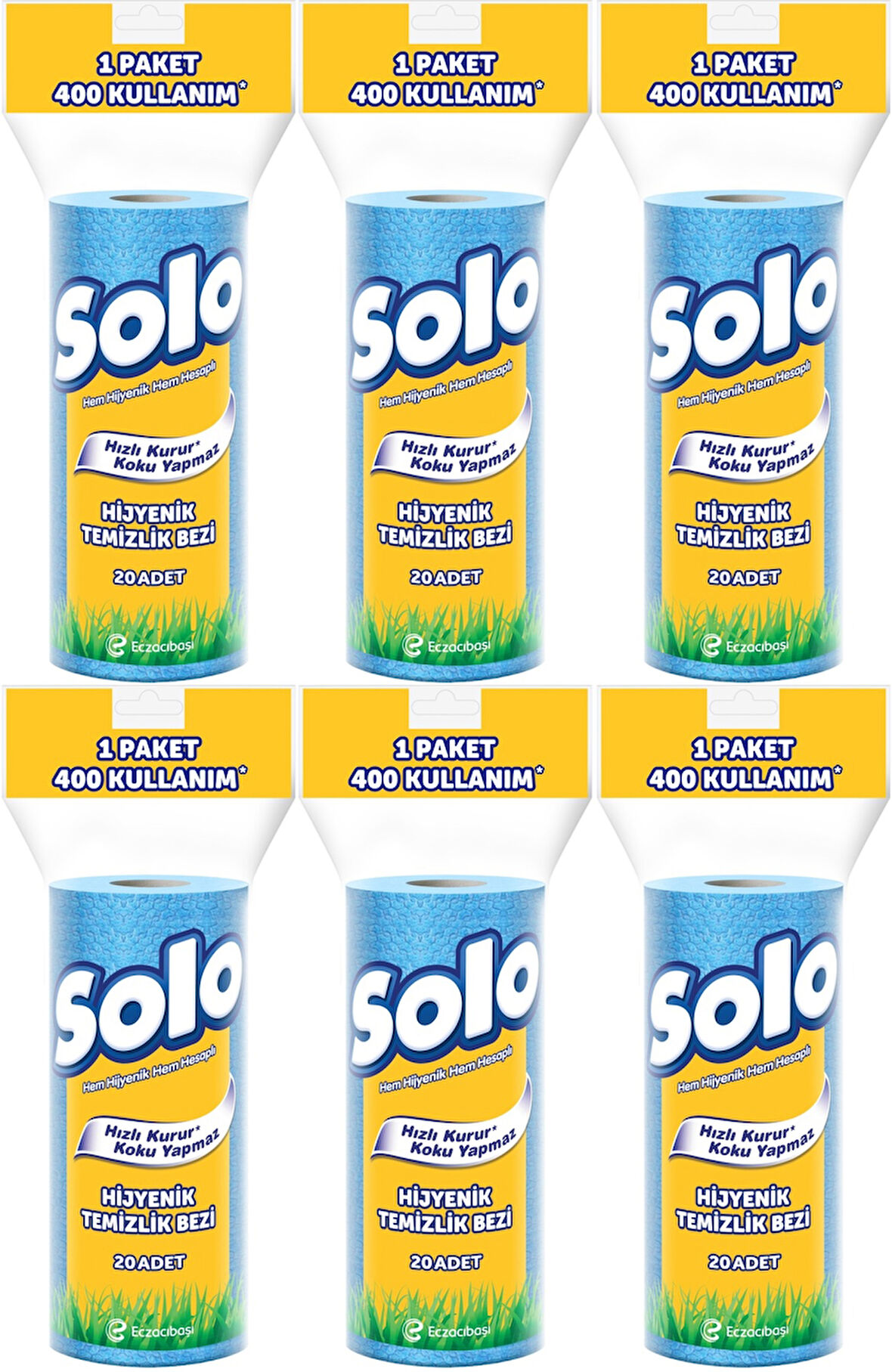 Solo Hijyenik Temizlik Bezi (İç adet 20 Li) (Kokusuz ve Hızla Kuruyan) (6 Lı Set)