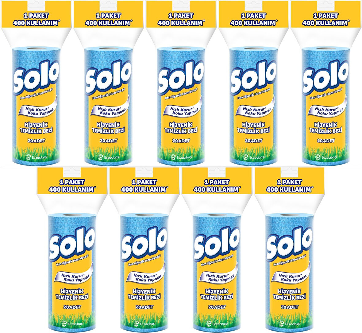 Solo Hijyenik Temizlik Bezi (İç adet 20 Li) (Kokusuz ve Hızla Kuruyan) (9 Lu Set)