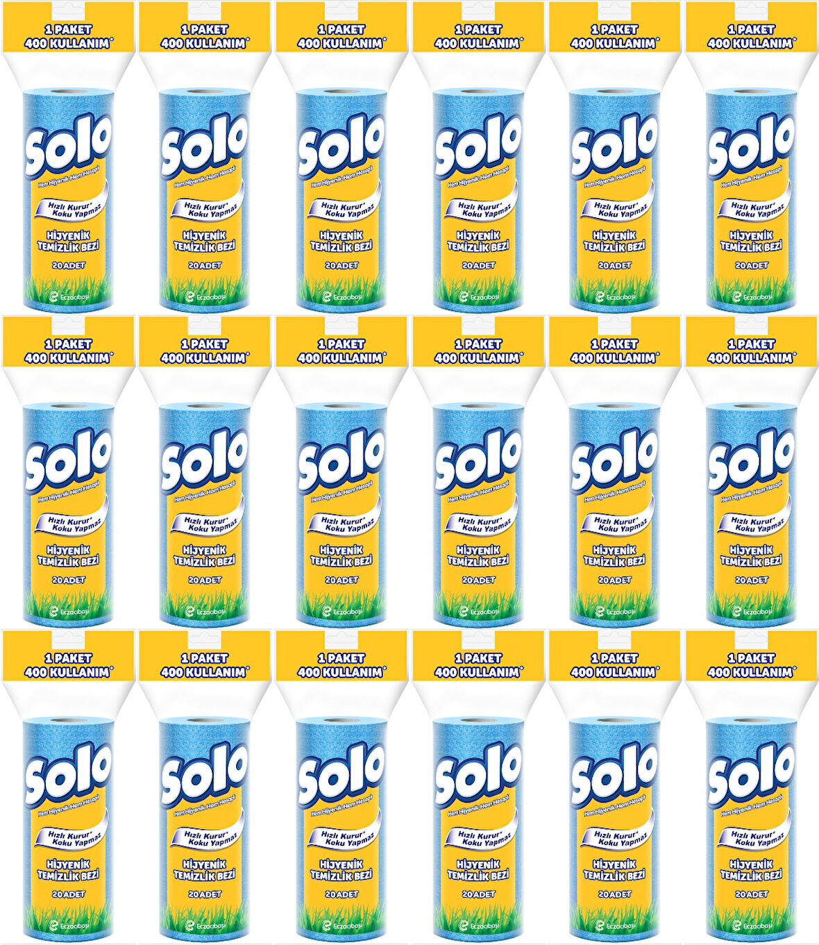 Solo Hijyenik Temizlik Bezi (İç adet 20 Li) (Kokusuz ve Hızla Kuruyan) (18 Li Set)