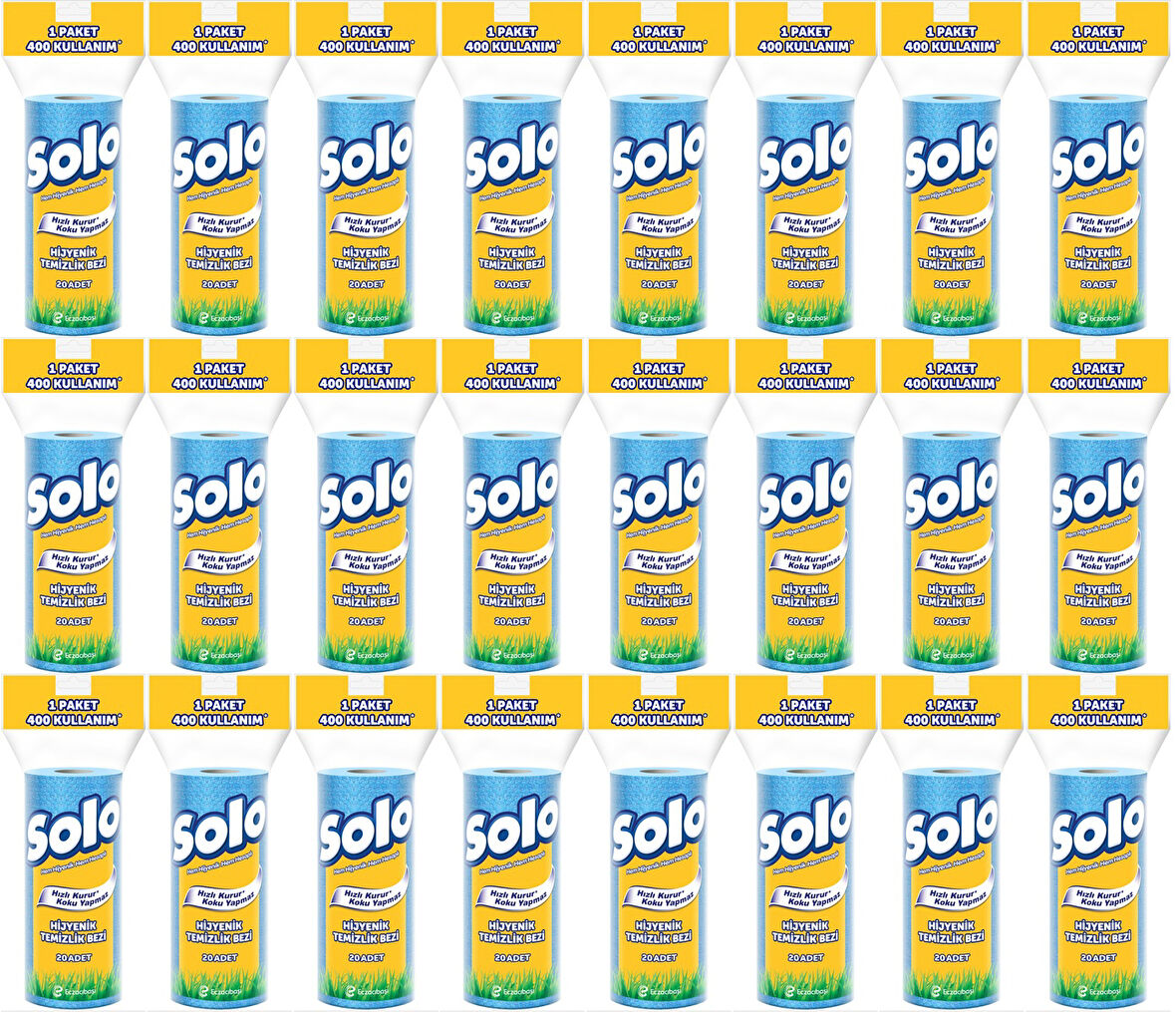 Solo Hijyenik Temizlik Bezi (İç adet 20 Li) (Kokusuz ve Hızla Kuruyan) (24 Lü Set)