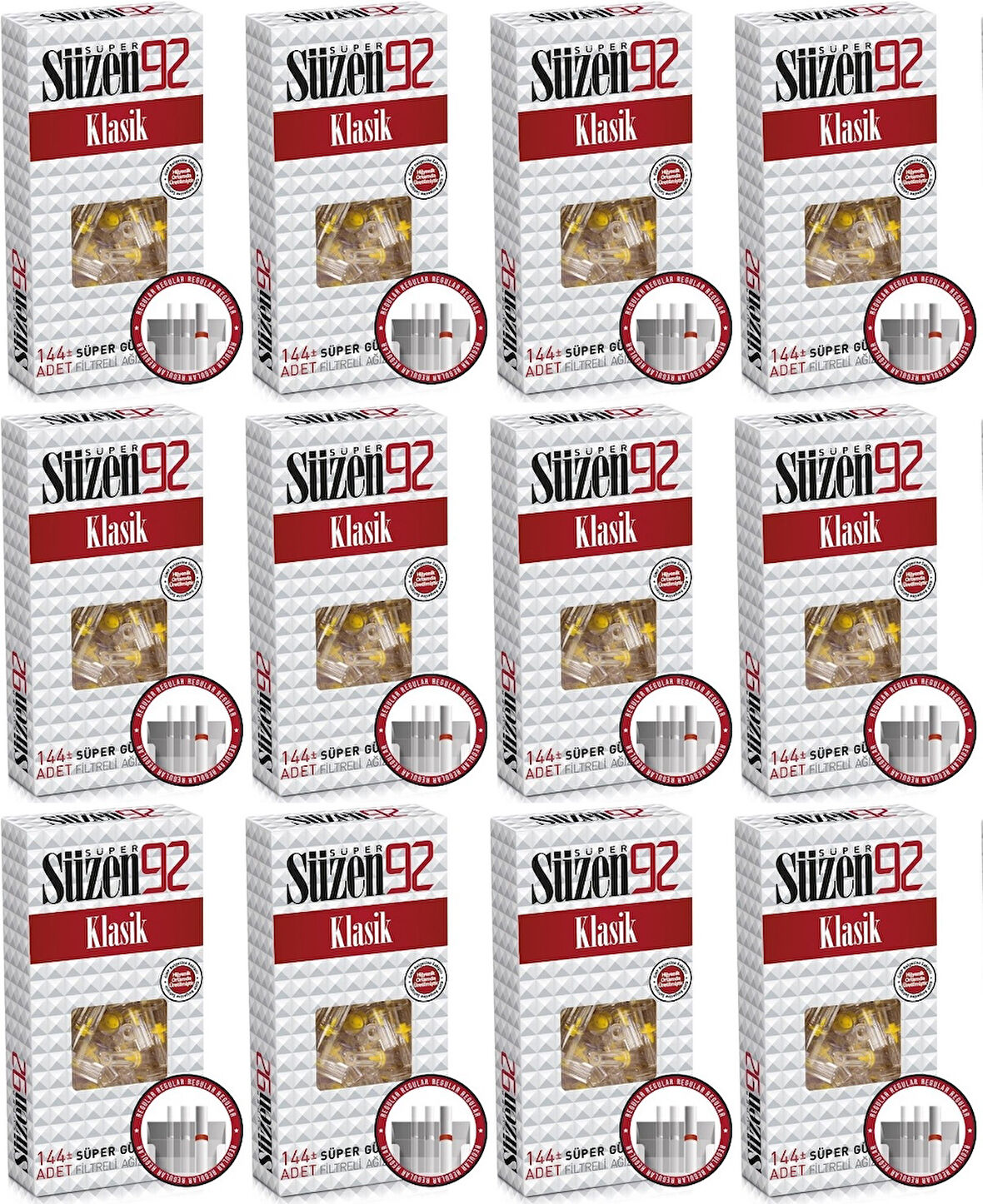 Süzen92 Klasik Sigara Ağızlık Filtresi 1728 Adet Fırsat Pk Kutu (12PK*144)