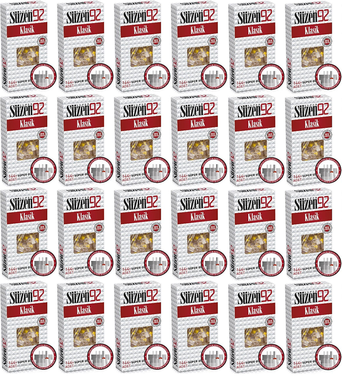 Süzen92 Klasik Sigara Ağızlık Filtresi 3456 Adet Fırsat Pk Kutu (24PK*144)