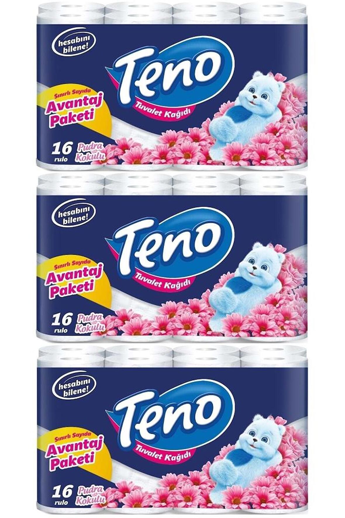 Teno Ultra Tuvalet Kağıdı Çift Katlı 48 Li Set (3pk*16) Pudra Kokulu (avantaj Pk Serisi)