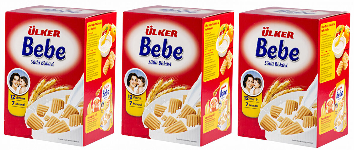 Ülker Bebe Bisküvisi 800Gr 12 Vitaminli Kutu 3 Lü Set