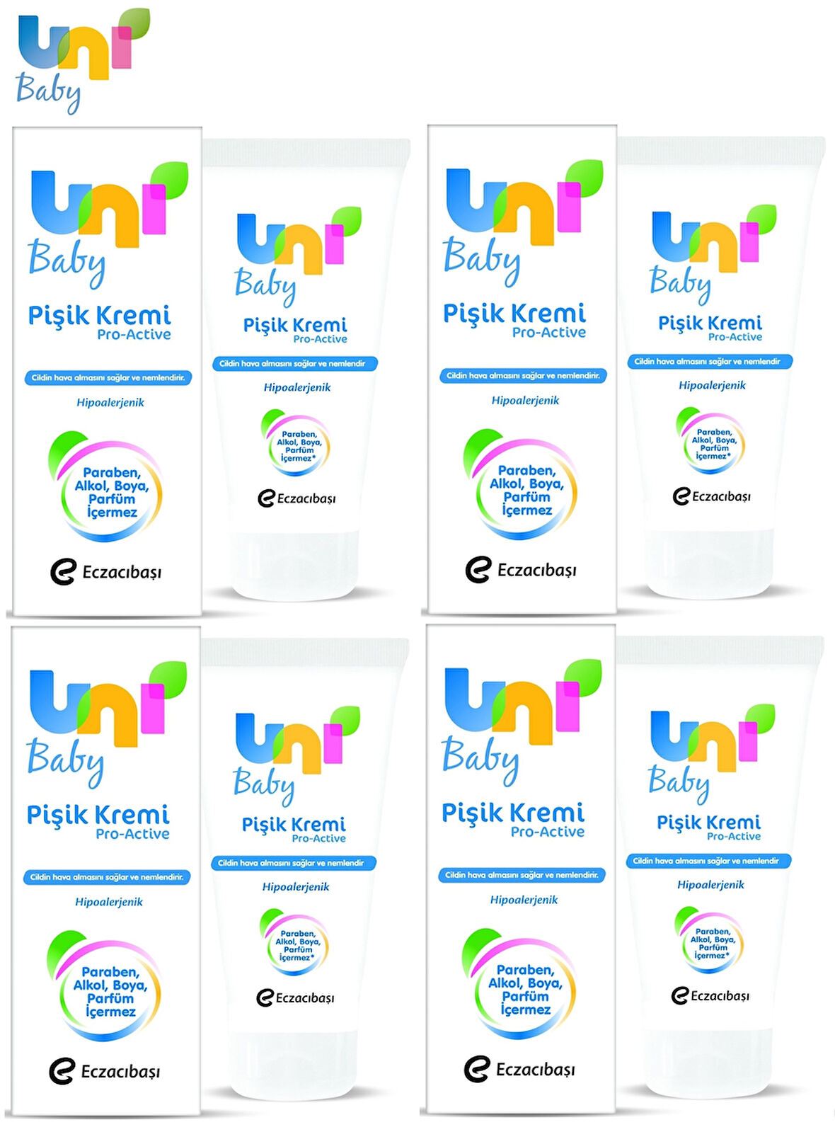 Uni Baby Bebek Bakım Pişik Önleyici Kremi 75Ml Pro Active (4 Lü Set)