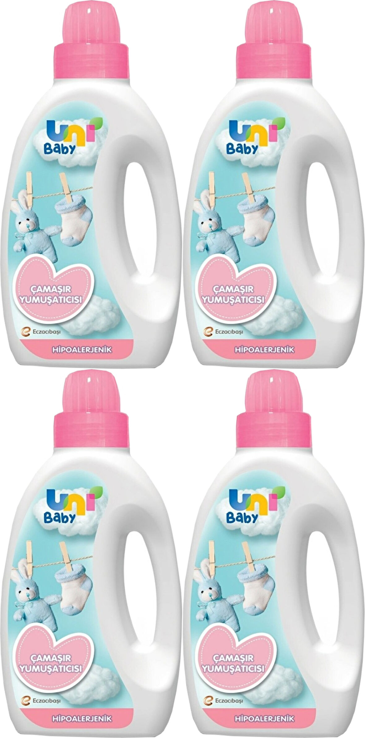 Uni Baby Çamaşır Yumuşatıcı 1500Ml Hassas Ciltler İçin/Hipoalerjenik (Pembe) (4 Lü Set)