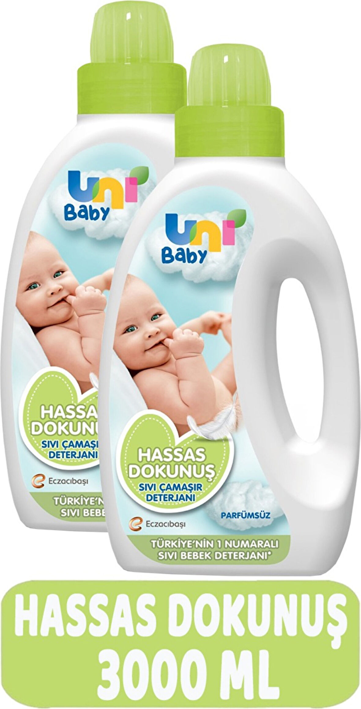 Uni Baby Çamaşır Deterjanı Sensitive 1500ML Hassas Dokunuş (Yeşil) (2 Li Set)