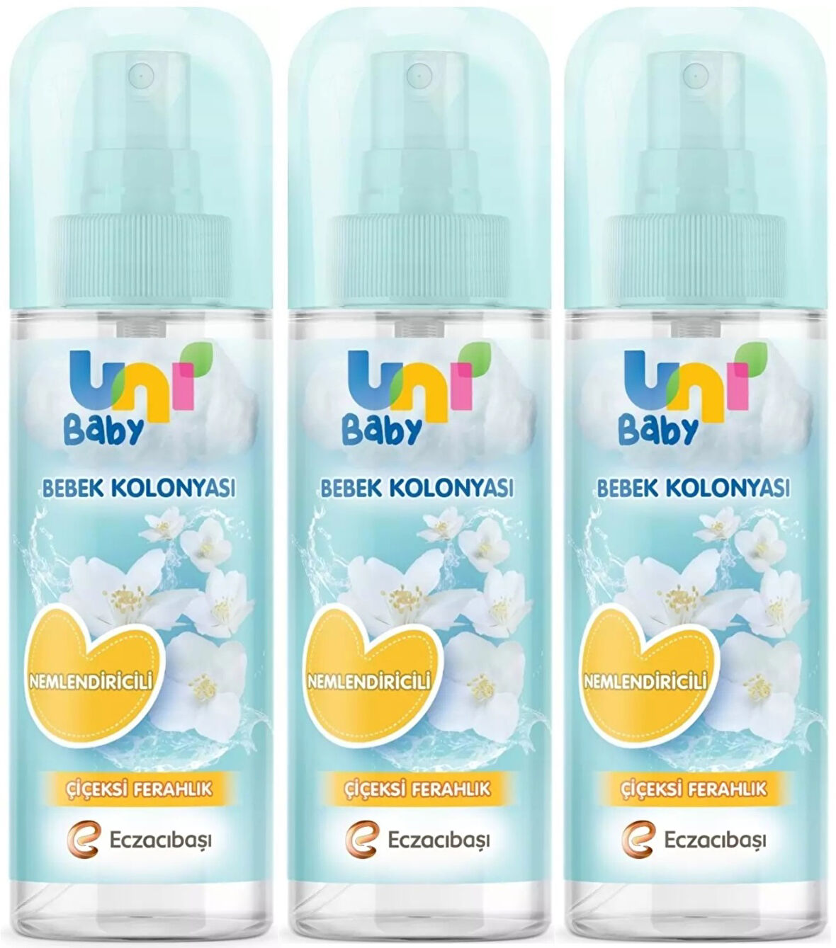 Uni Baby Bebek Kolonyası 150ML Nemlendiricili/Çiçeksi Ferahlık (3 Lü Set)