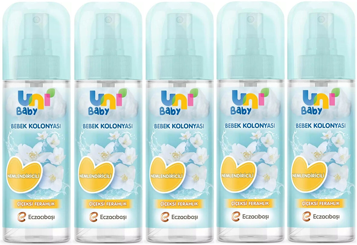 Uni Baby Bebek Kolonyası 150ML Nemlendiricili/Çiçeksi Ferahlık (5 Li Set)