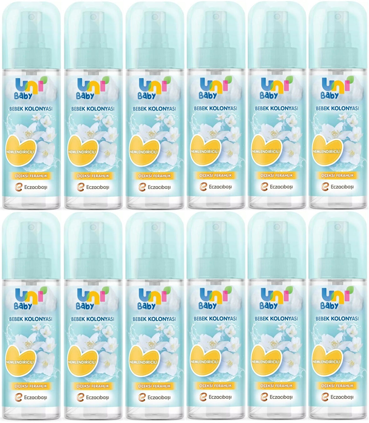 Uni Baby Bebek Kolonyası 150ML Nemlendiricili/Çiçeksi Ferahlık (12 Li Set)