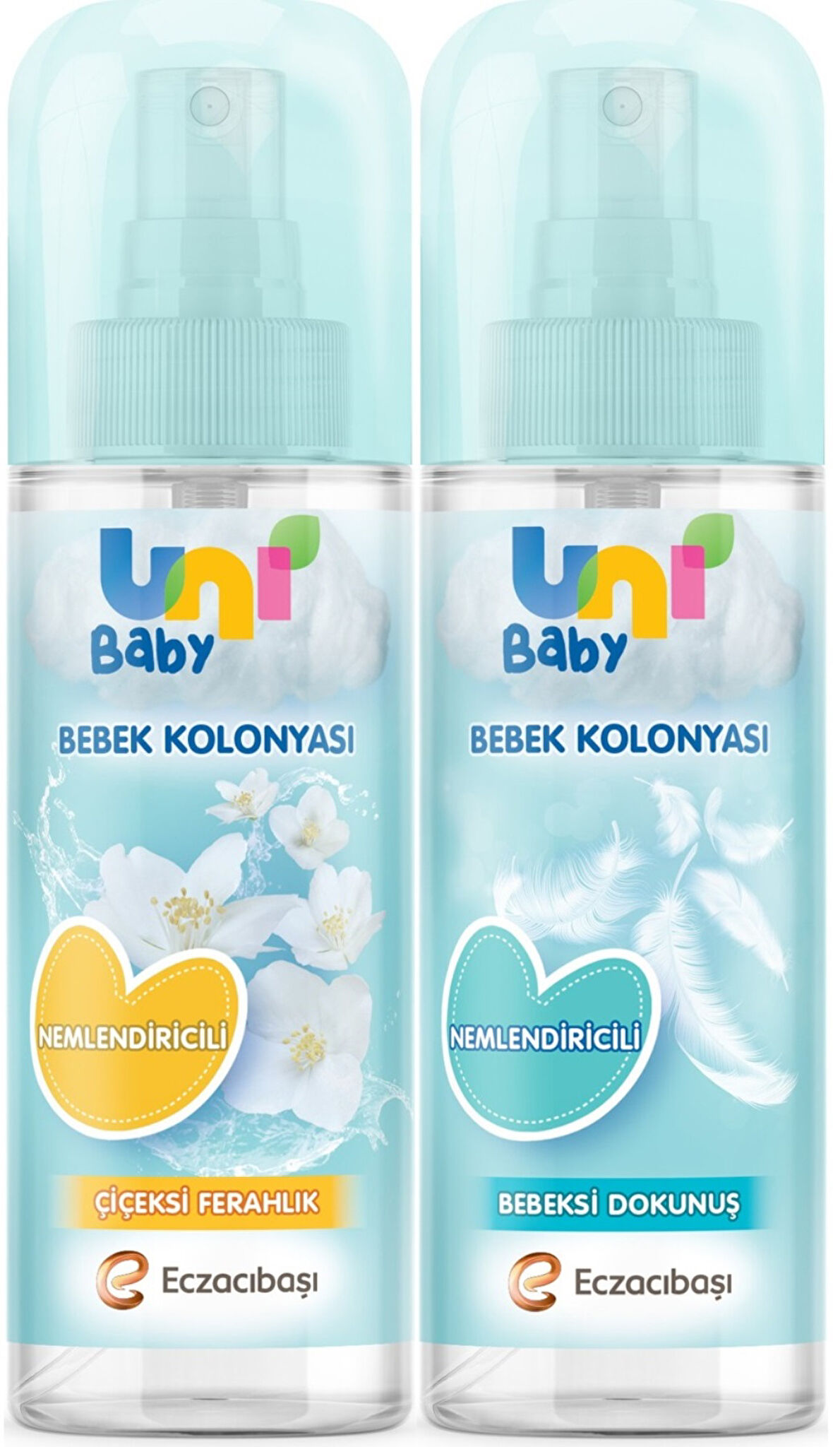 Uni Baby Bebek Kolonyası 150ML Karma Set Nemlendiricili (Bebeksi Dokunu/Çiçeksi Ferahlık) (2 Li Set)