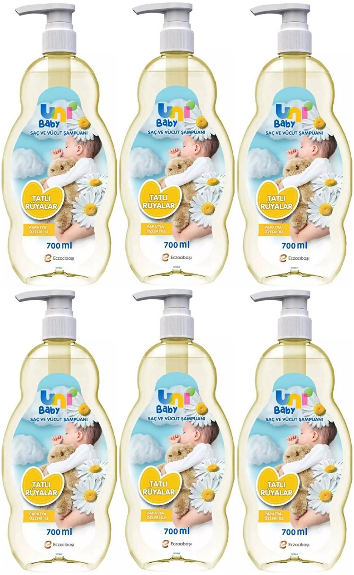 Uni Baby Bebek Şampuanı 700ML Tatlı Rüyalar (Pompalı) (6 Lı Set)