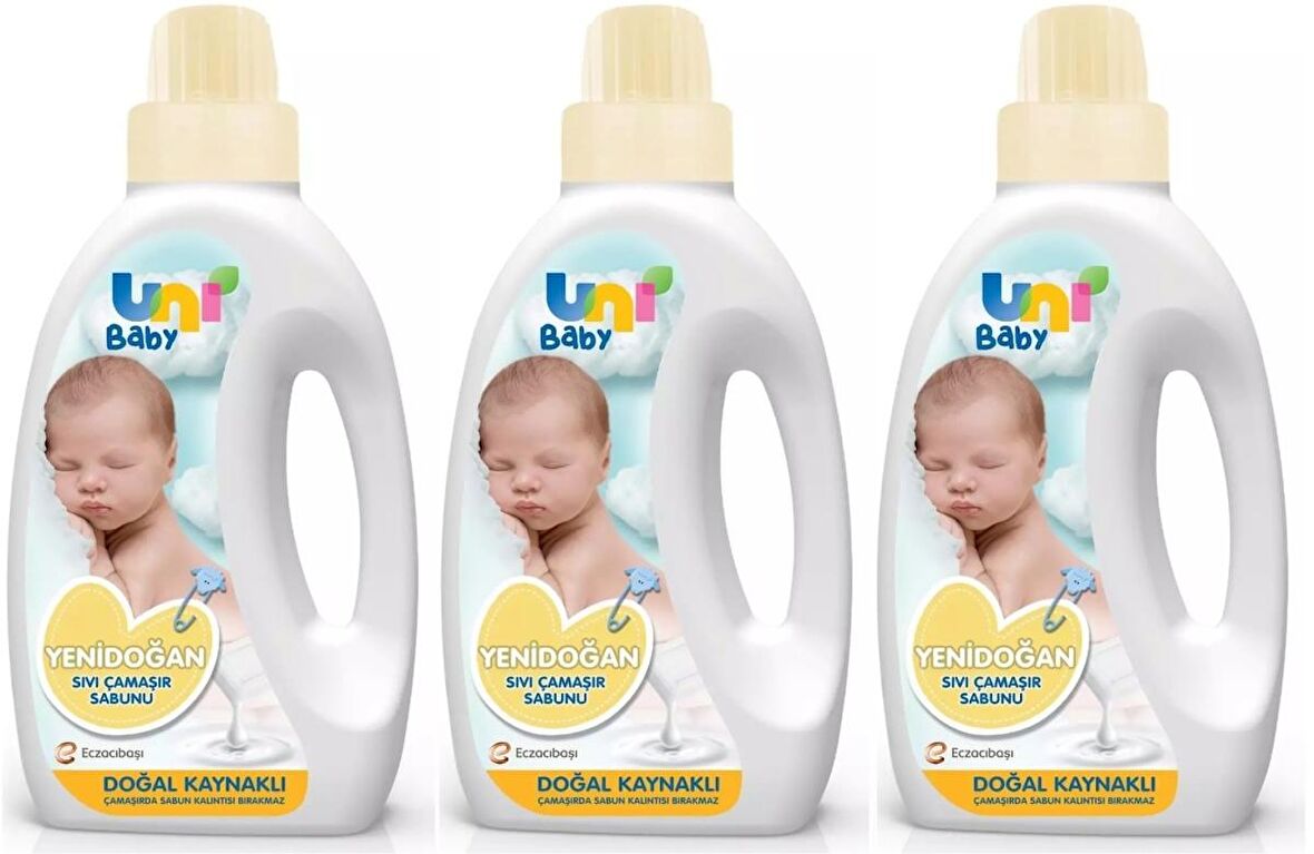 Uni Baby Yeni Doğan Çamaşır Deterjanı/Sabunu 1500ML (Sarı) (3 Lü Set)