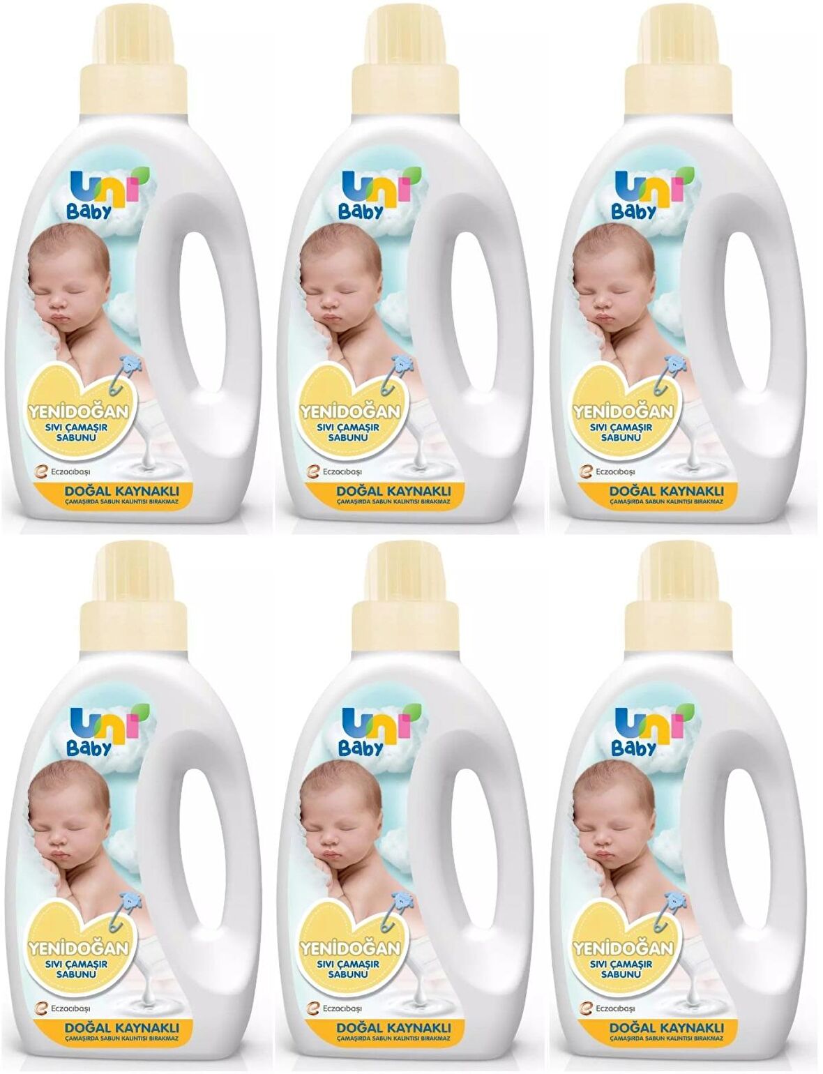 Uni Baby Yeni Doğan Çamaşır Deterjanı/Sabunu 1500ML (Sarı) (6 Lı Set)