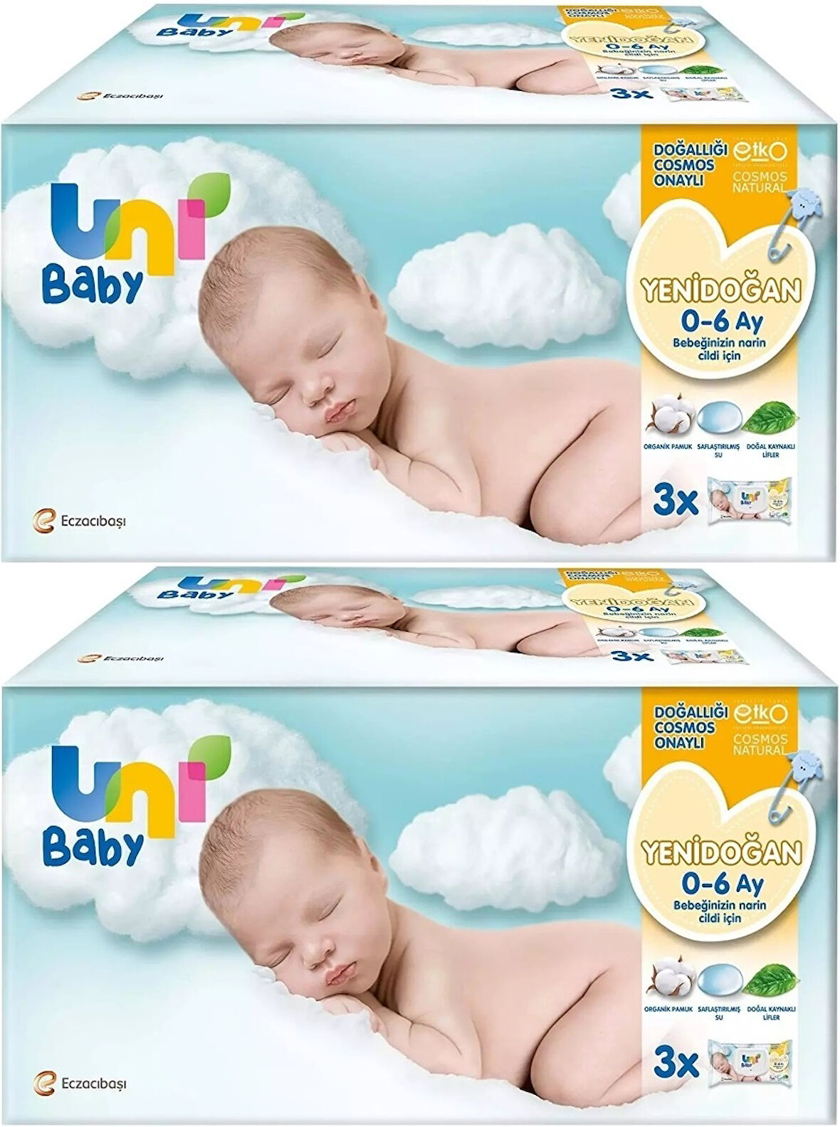 Uni Baby Islak Havlu Hassas Yeni Doğan 40 Yaprak (6 Lı Set) 240 Yaprak (Narin Ciltler için) (2PK*3)