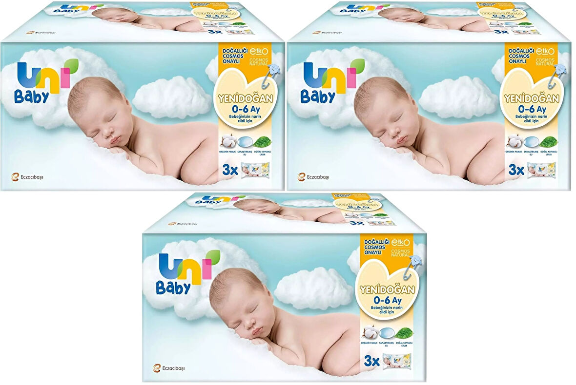 Uni Baby Islak Havlu Hassas Yeni Doğan 40 Yaprak (9 Lu Set) 360 Yaprak (Narin Ciltler için) (3PK*3)