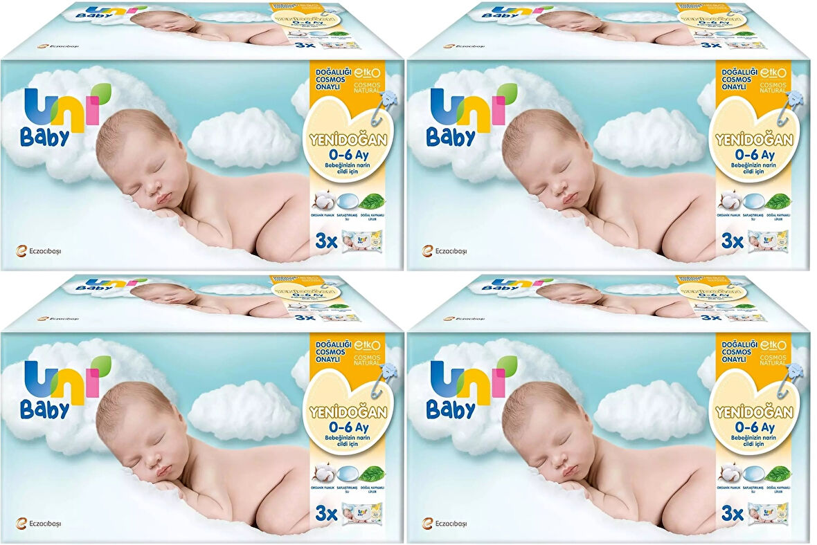 Uni Baby Islak Havlu Hassas Yeni Doğan 40 Yaprak (12 Li Set) 480 Yaprak (Narin Ciltler için) (4PK*3)