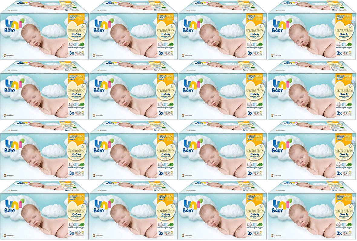 Uni Baby Islak Havlu Hassas Yeni Doğan 40 Yaprak (48 Li Set) 1920 Yaprak (Narin Ciltler için) (16PK*3)