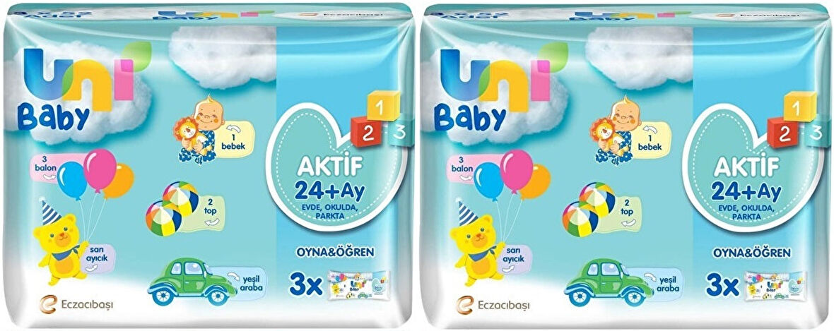 Uni Baby Islak Havlu Aktif / Oyna & Öğren 52 Yaprak (6 Lı Set) 312 Yaprak (2PK*3)