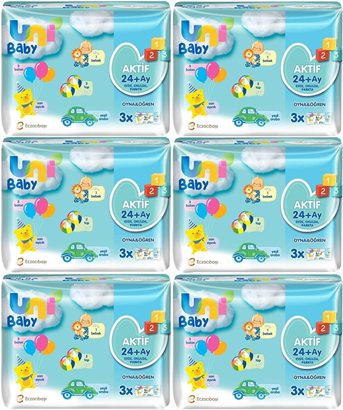 Uni Baby Islak Havlu Aktif / Oyna & Öğren 52 Yaprak (18 Li Set) 936 Yaprak (6PK*3)