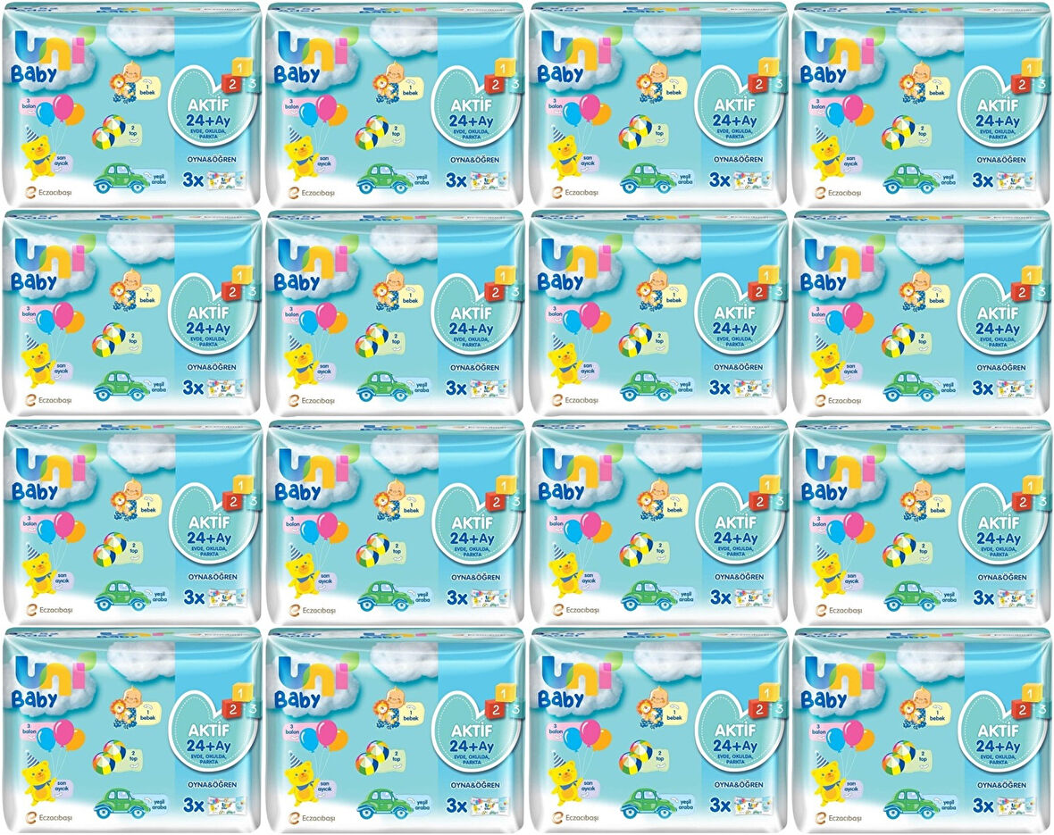 Uni Baby Islak Havlu Aktif / Oyna & Öğren 52 Yaprak (48 Li Set) 2496 Yaprak (16PK*3)