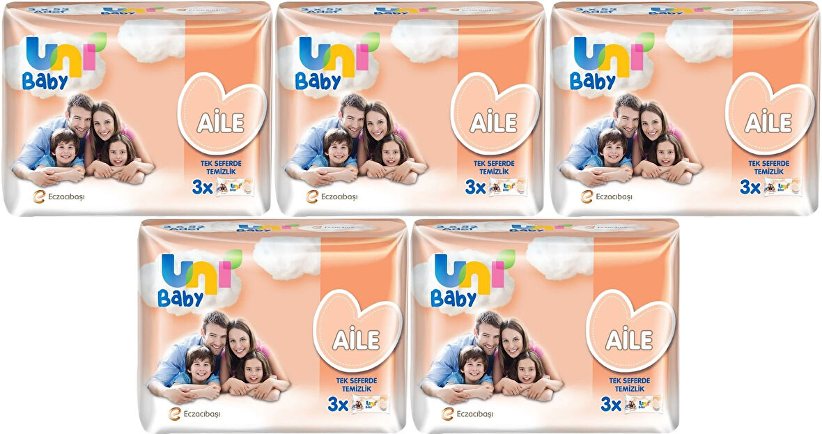 Uni Baby Islak Havlu Mendil Aile 52 Yaprak (15 Li Set) 780 Yaprak (5PK*3)