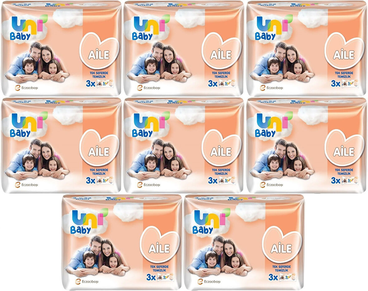 Uni Baby Islak Havlu Mendil Aile 52 Yaprak (24 Lü Set) 1248 Yaprak (8PK*3)
