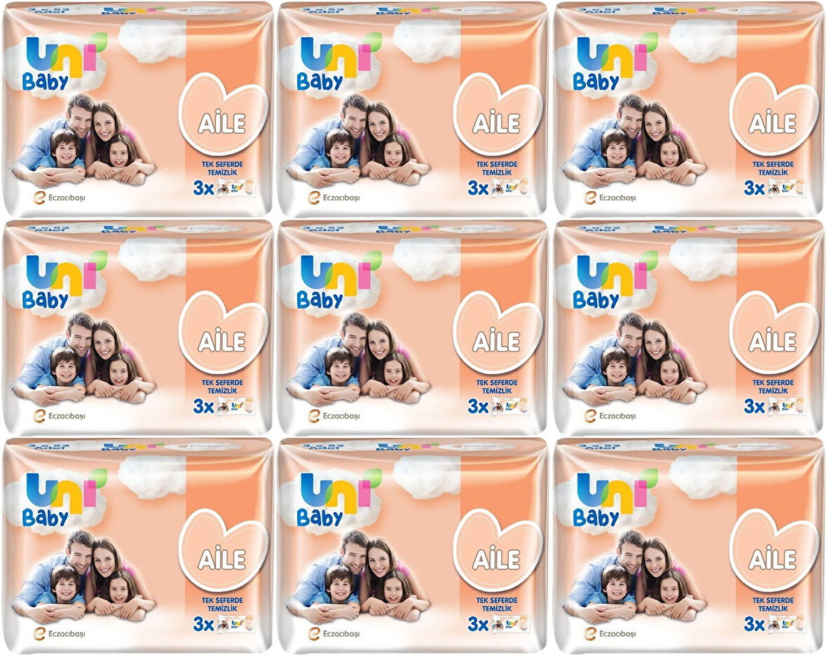 Uni Baby Islak Havlu Mendil Aile 52 Yaprak (27 Li Set) 1404 Yaprak (9PK*3)