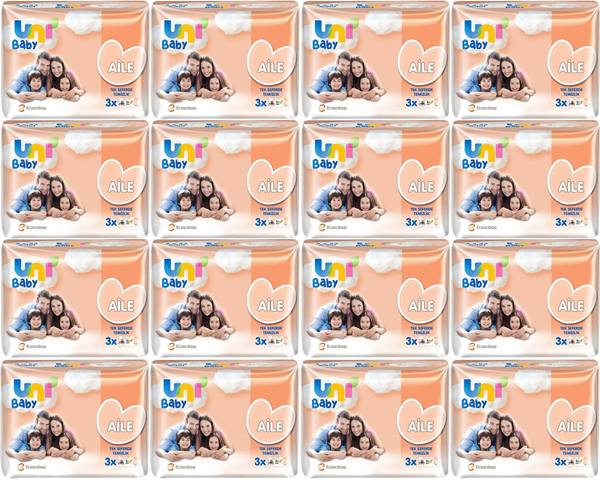Uni Baby Islak Havlu Mendil Aile 52 Yaprak (48 Li Set) 2496 Yaprak (16PK*3)