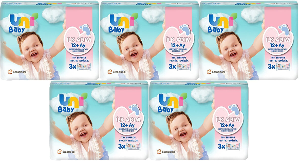 Uni Baby Islak Havlu Mendil İlk Adım 52 Yaprak (15 Li Set) 780Yaprak (5PK*3)