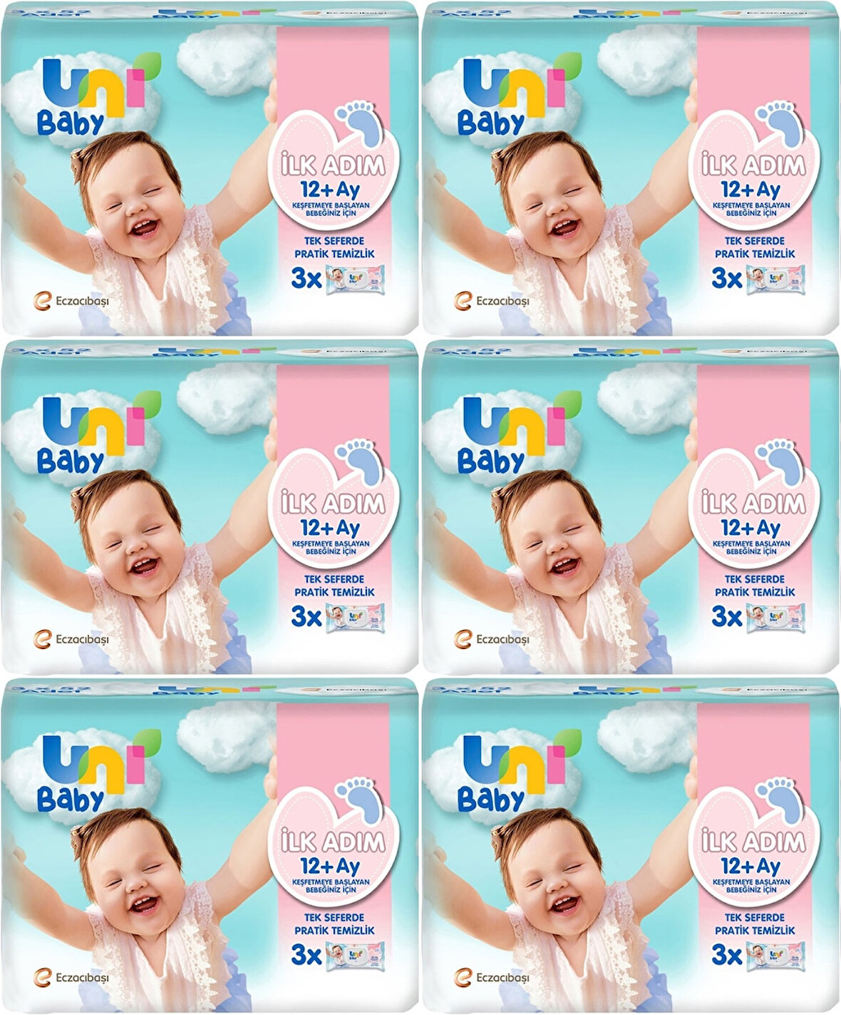 Uni Baby Islak Havlu Mendil İlk Adım 52 Yaprak (18 Li Set) 936 Yaprak (6PK*3)