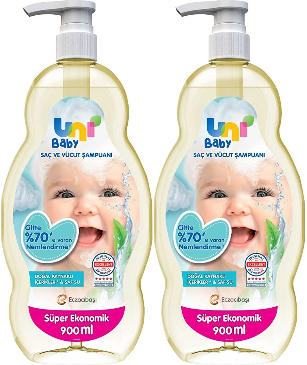 Uni Baby Bebek Saç ve Vücut Şampuanı 900ML Klasik (Pompalı) (2 Li Set)