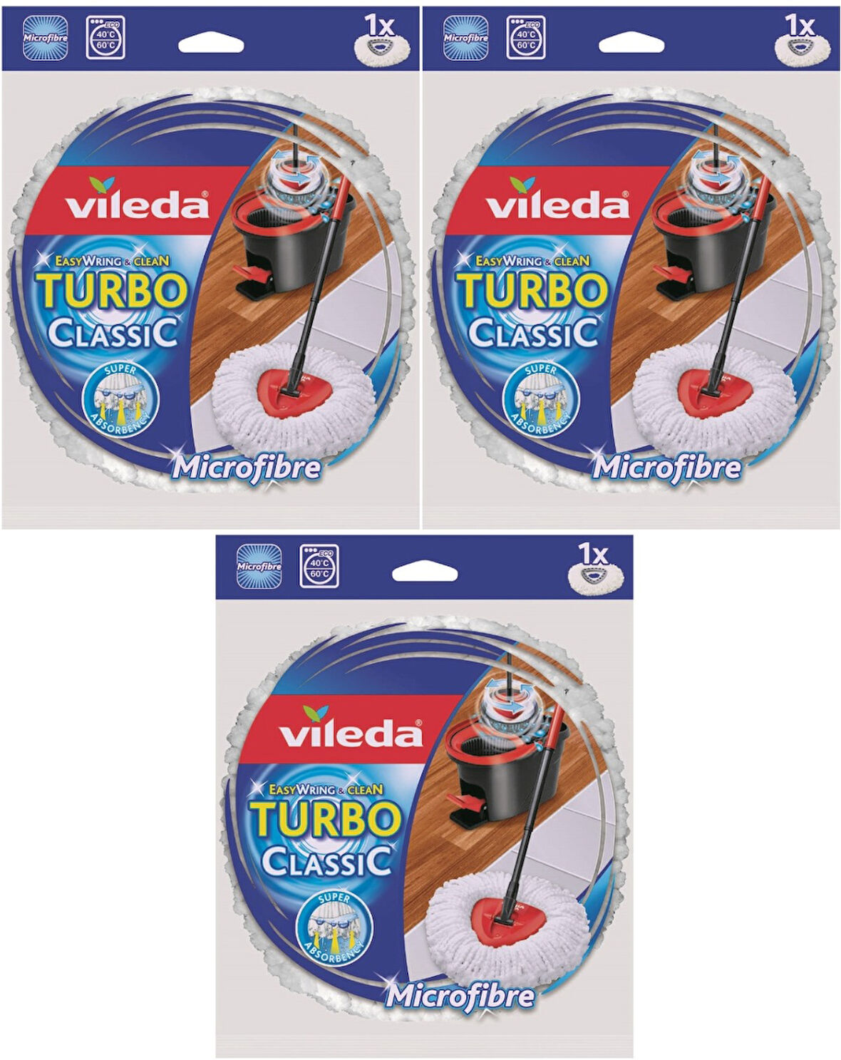 Vileda Turbo Yedek Mop Paspas Ucu (%100 Mikrofiber) (3 Lü Set)