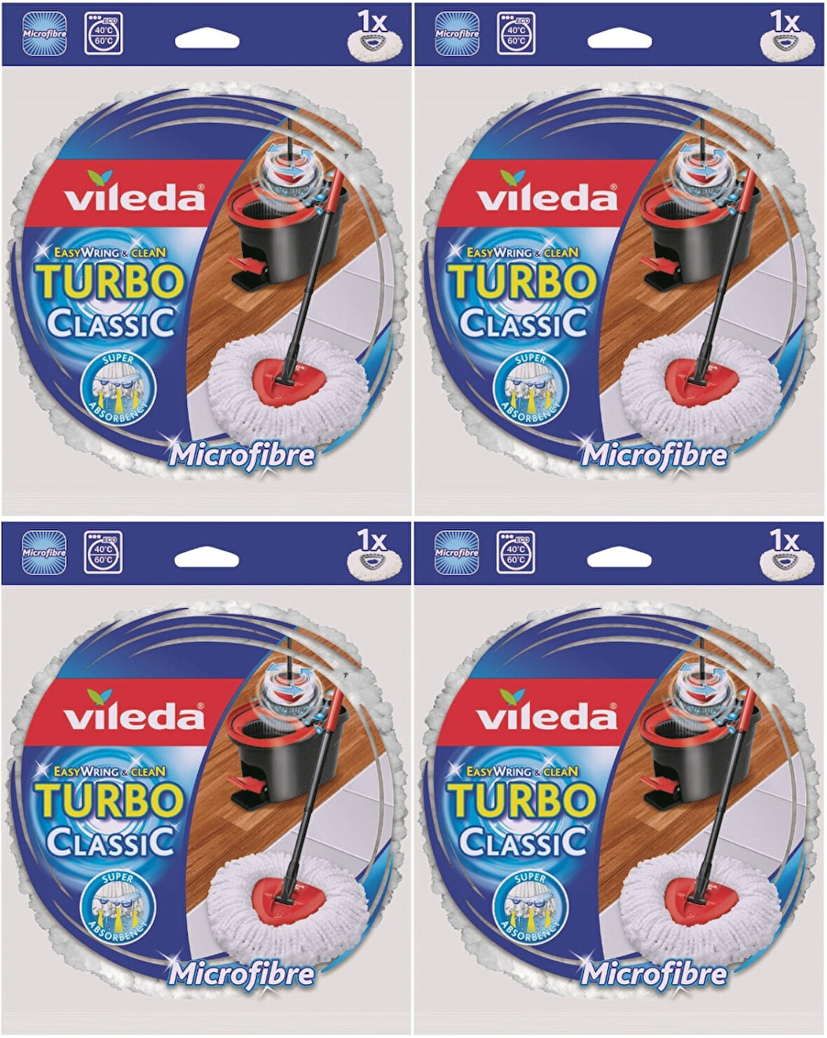 Vileda Turbo Yedek Mop Paspas Ucu (%100 Mikrofiber) (4 Lü Set)