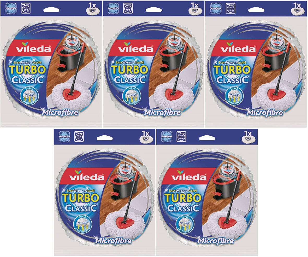 Vileda Turbo Yedek Mop Paspas Ucu (%100 Mikrofiber) (5 Li Set)