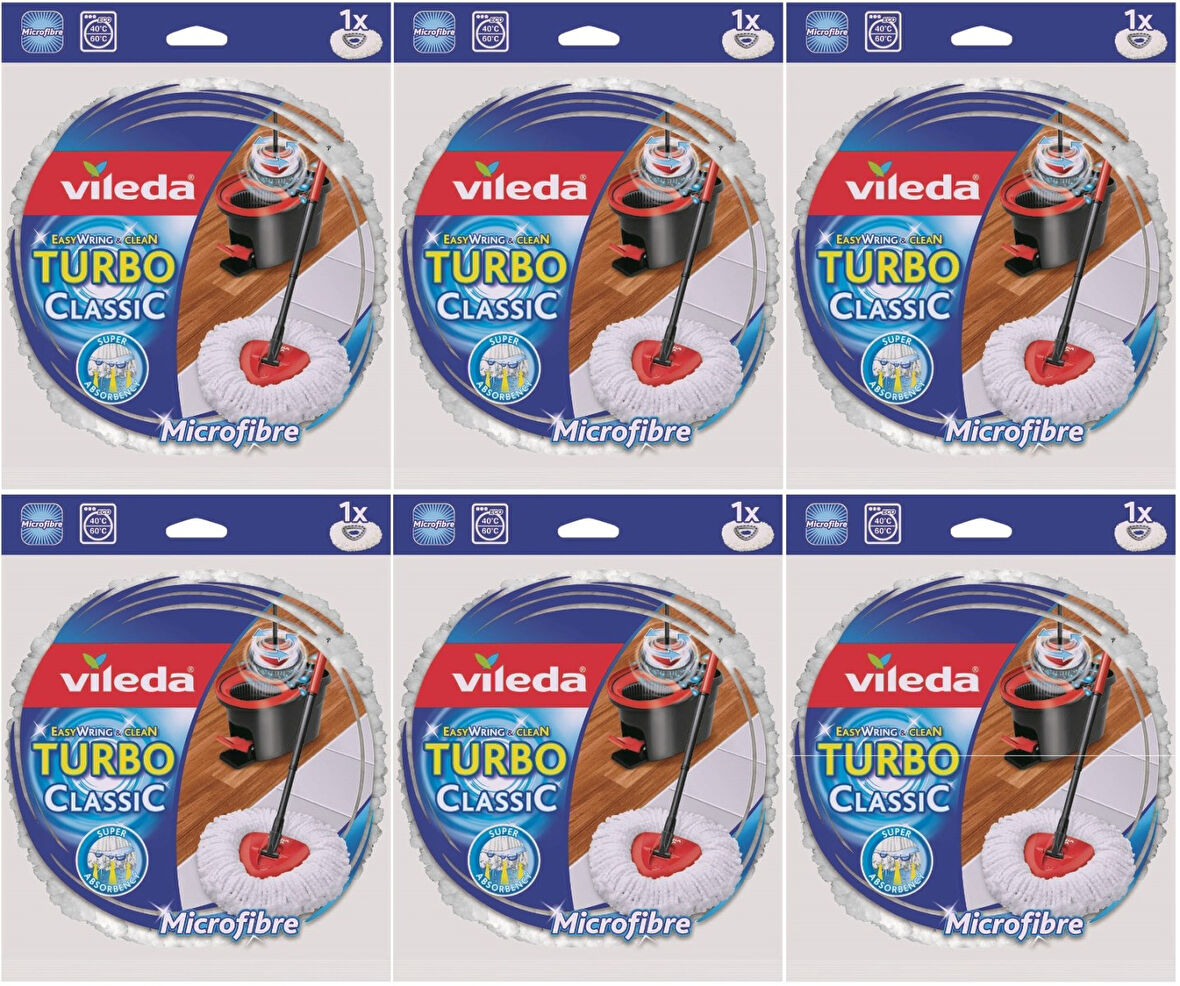 Vileda Turbo Yedek Mop Paspas Ucu (%100 Mikrofiber) (6 Lı Set)