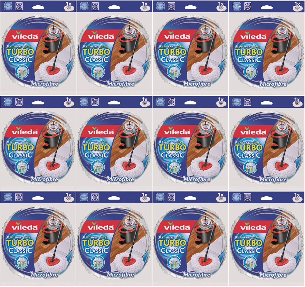 Vileda Turbo Yedek Mop Paspas Ucu (%100 Mikrofiber) (12 Li Set)