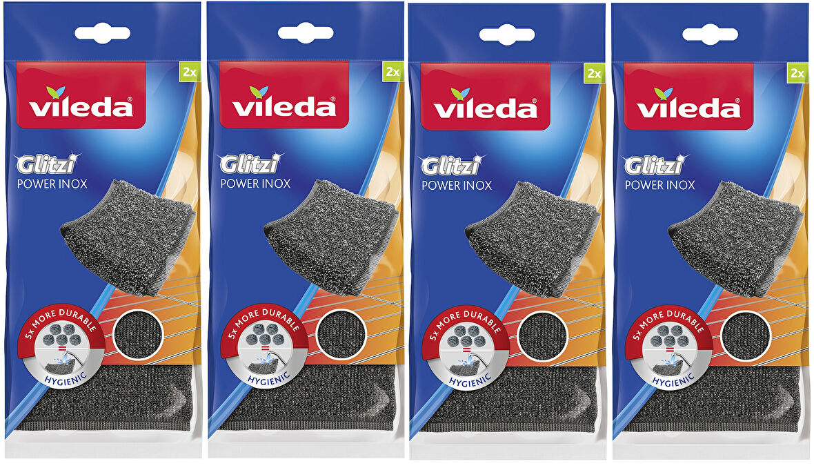 Vileda Power Inox Çelik Bulaşık Sünger (8 Li Set) (4PK*2)