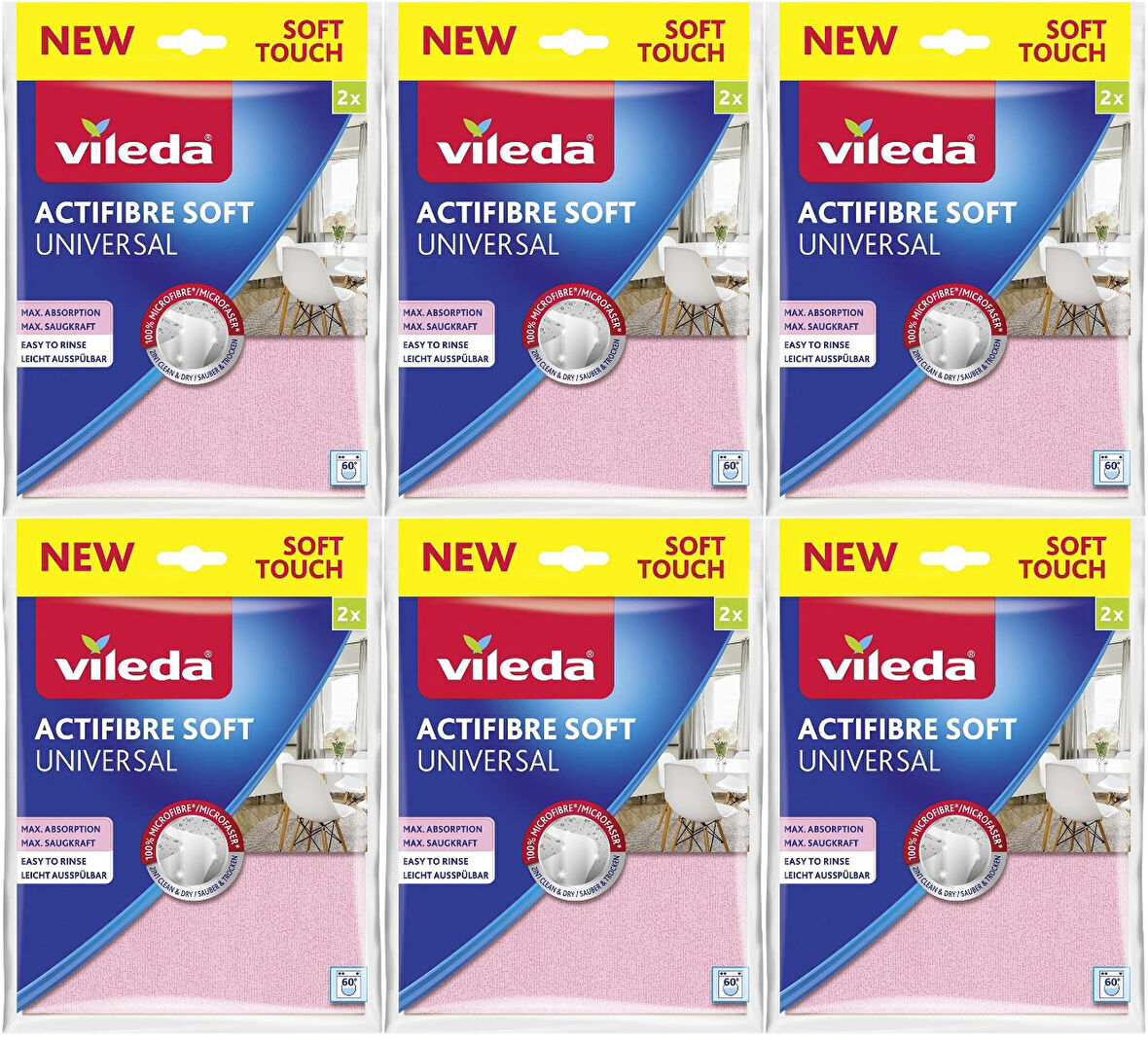 Vileda Actifibre Soft Universal New Soft Touch (Paket içi 2 Li) (6 Lı Set)