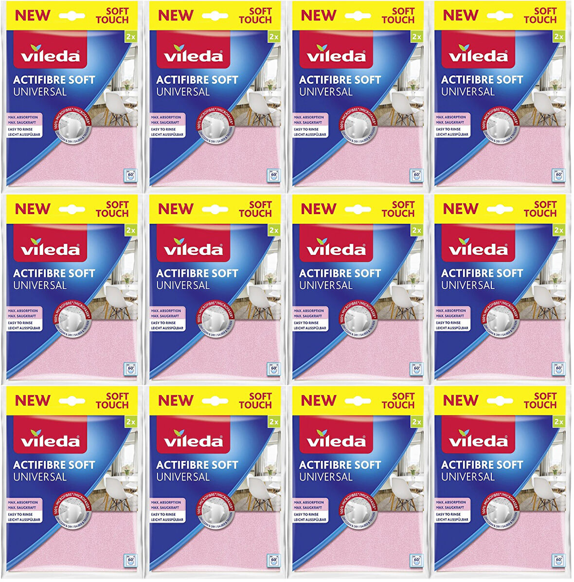 Vileda Actifibre Soft Universal New Soft Touch (Paket içi 2 Li) (12 Li Set)